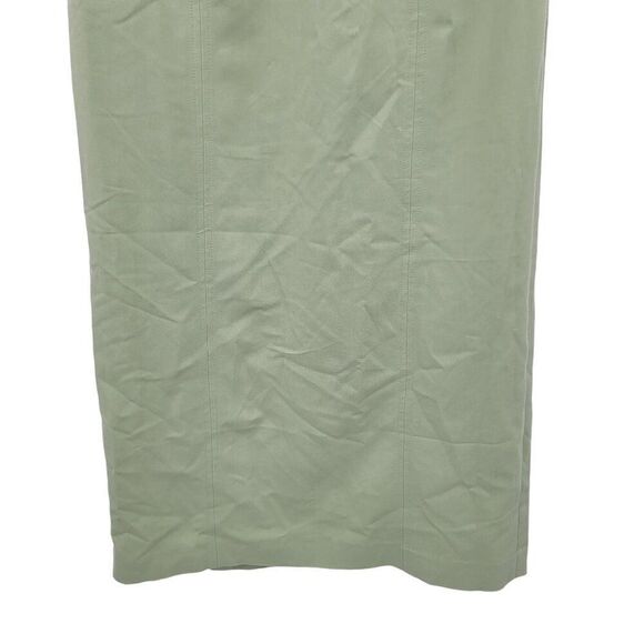 Vintage 80s Chadwick's Sage Green Maxi Skirt 6 Rayon Straight Back Slits Modest - Picture 4 of 11